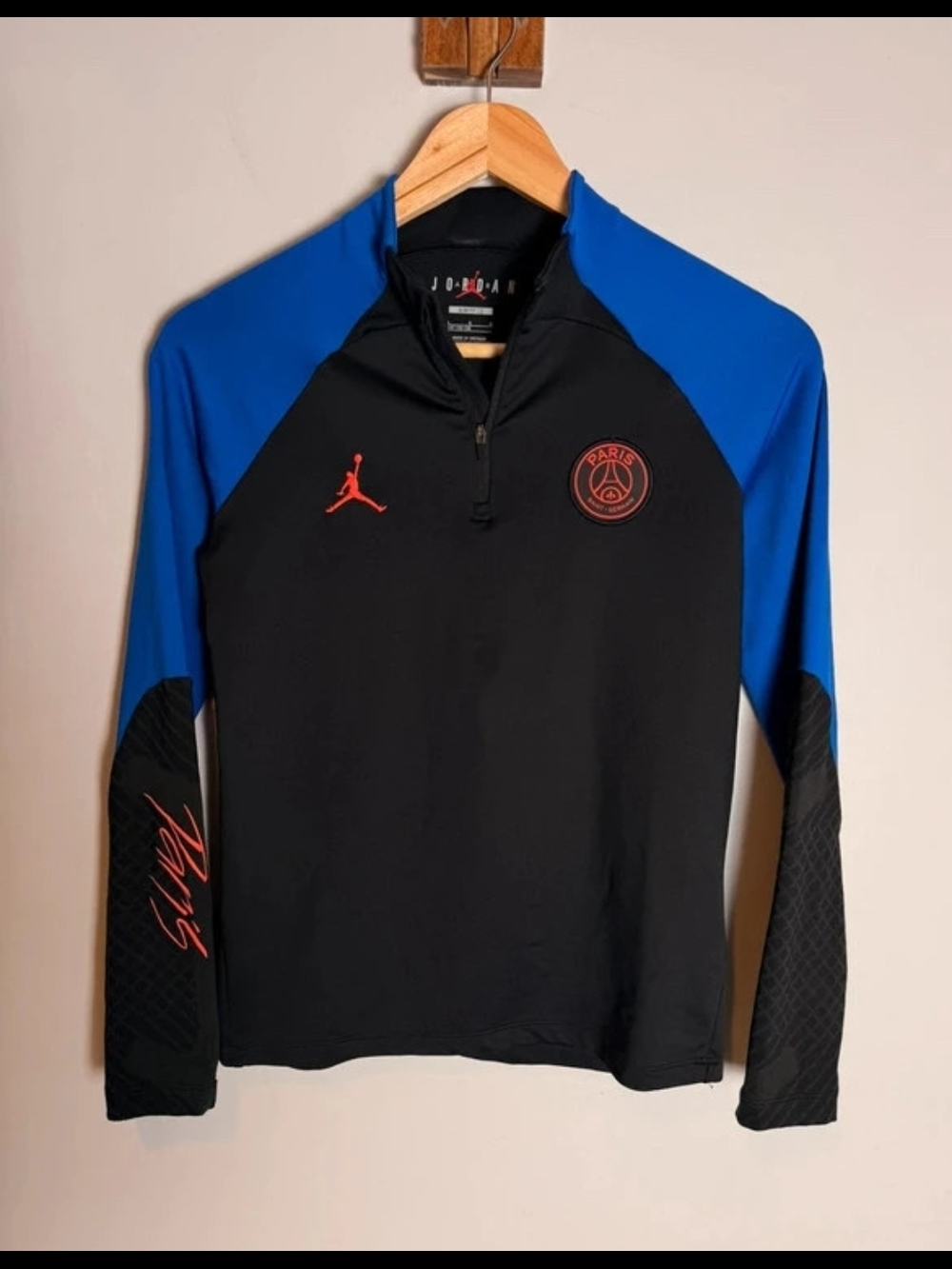 Jordan Black and Blue PSG Long-Sleeve Training Top with Red Accents